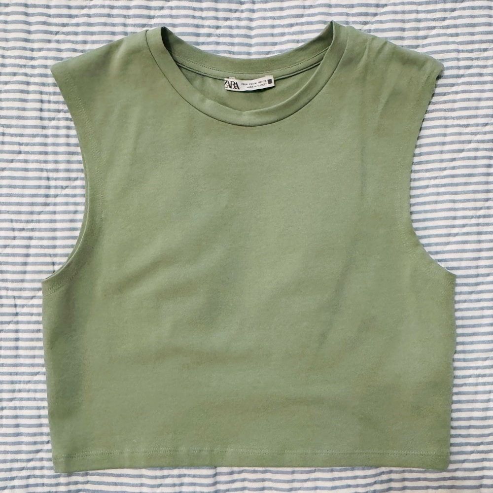Zara Olive Green Sleeveless Top